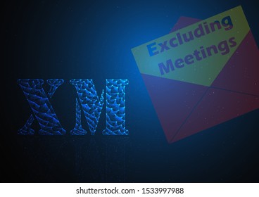 xm or excluding meeting is symbol on stock market build by line and gradient on blue black background.