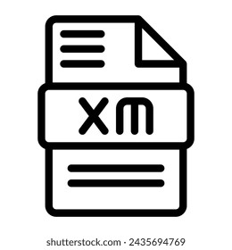 Xm File type Icons. Audio Extension icon Outline Design. Vector Illustrations.