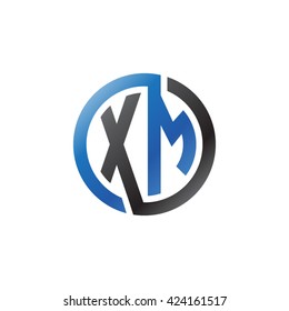 XM initial letters looping linked circle logo blue black