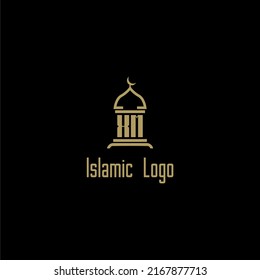 XM initial monogram for islamic logo with mosque icon design