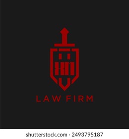 XM initial monogram for law firm with sword and shield logo image