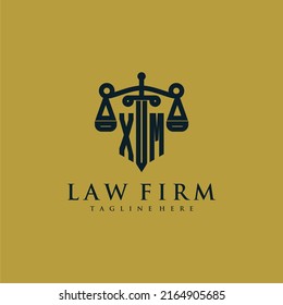 XM initial monogram for lawfirm logo with sword and scale