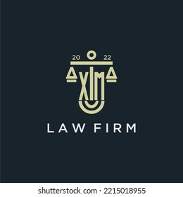 Logo de monograma inicial XM para la firma de abogados con diseño de vector de escala