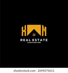 Logotipo inicial del monograma de XM para las propiedades inmobiliarias con diseño casero creativo