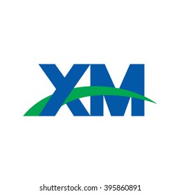 XM initial overlapping swoosh letter logo blue green