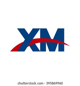 XM initial overlapping swoosh letter logo blue red