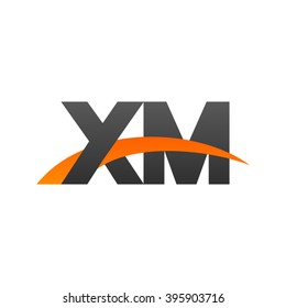 XM initial overlapping swoosh letter logo black orange