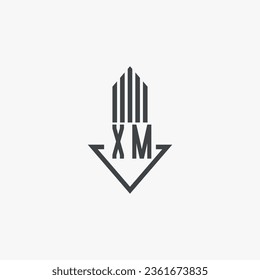 Ilustración del material del logotipo inmobiliario XM. vector de logotipo