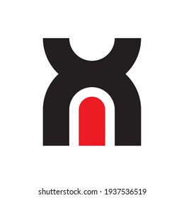 XM letter with door logo design vector