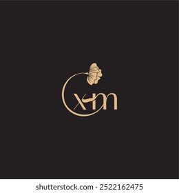 XM letra inicial linha logotipo moderno círculo floral monograma casamento conceito