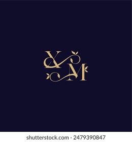 XM letter organic and elegant concept wedding initial beauty leaf monogram logo