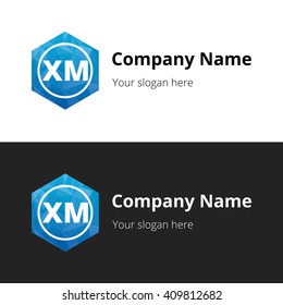 XM Letters , Abstract Polygonal Background Logo, design for Corporate Business Identity, Alphabet letter