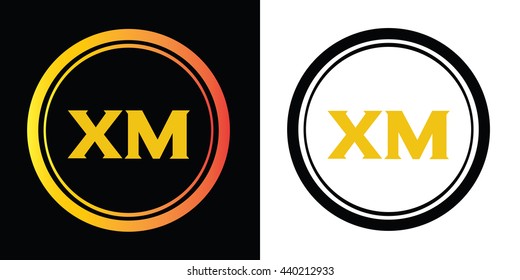 XM letters icon design template elements in abstract background logo, design identity in circle, alphabet letter