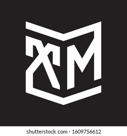 XM Logo Emblem Monogram With Shield Style Design Template Isolated On Black Background