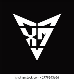 Monograma del logotipo de XM con plantilla de diseño del logotipo con forma de fondo