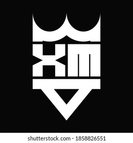 XM Logo monogram with crown shape isolated on Black background