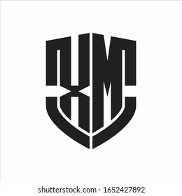 XM-Logo-Monogramm mit Emblem-Schild-Design einzeln auf weißem Hintergrund