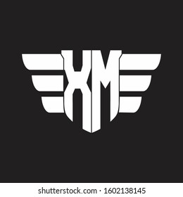 XM Logo monogram with emblem and wings element design template