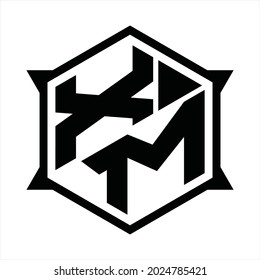XM Logo monogram with hexagon and sharp shape design template