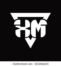 XM Logo monogram with triangle shape rounded design template on black background