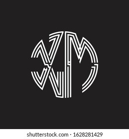 XM Logo monogram triple ribbon style line design template isolated on black background