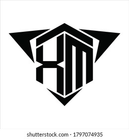 XM Logo monogram with wings arrow around design template on white background