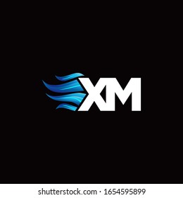 XM-Monogramm-Logo mit Designvorlage im blauen Brandstil