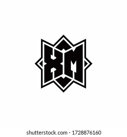 Logo de monograma XM con plantilla de diseño de contorno de estilo de rotación cuadrada
