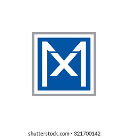 XM MX initial company, blue square frame