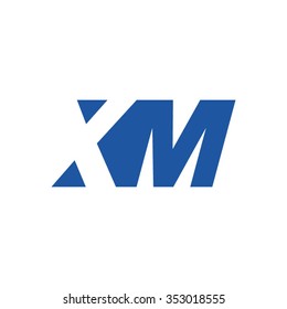 XM negative space letter logo blue