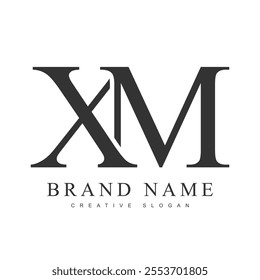 XM trendy logotype template. Initial letter x and m classic font style. Creative logo for company name or identity. Vector illustration.