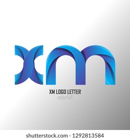 xm x m circle lowercase design of alphabet letter combination with infinity suitable as a logo for a company or business - Vector