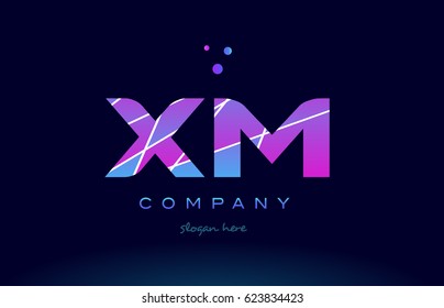 xm x m  creative color blue background pink purple magenta alphabet letter company logo vector icon