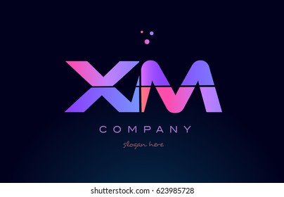 xm x m creative color blue background pink purple blue magenta alphabet letter company logo vector icon design