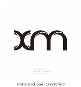 xm x m Initial Letter Split Lowercase Modern Monogram linked outline rounded logo