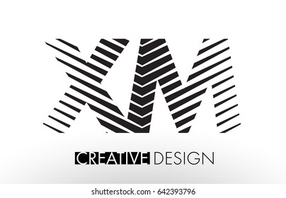 XM X M Lines Letter Design with Creative Elegant Zebra Vector Illustration.