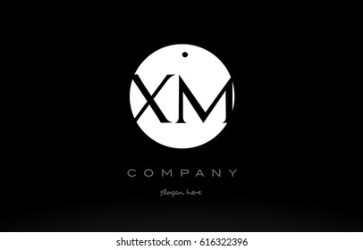 XM X M simple black white circle background alphabet company logo design vector icon template