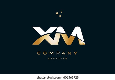 xm x m  white yellow gold golden metal metallic luxury alphabet company letter logo design vector icon template