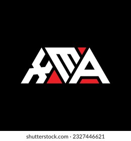 XMA triangle letter logo design with triangle shape. XMA triangle logo design monogram. XMA triangle vector logo template with red color. XMA triangular logo Simple, Elegant, and Luxurious design.