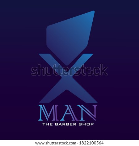 XMAN The Barber Shop Logo in gradient color. 