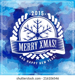 xmas 2015 postcard with calligraphic and typographic part joyful holiday popular snowflake vacation scene border new ceremonial xmas celebration blue ornate refreshing grin ornamental flag letterhead