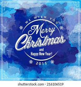 xmas 2015 postcard with manuscript and typographic component laughing holiday formal flake vacation scene edge new celebrating christmas celebration blue ornate refreshing smiling set ornamental flag