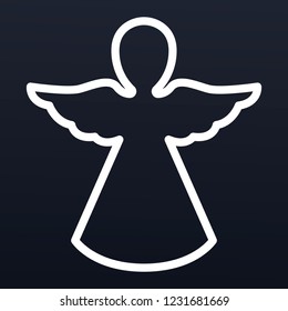 Xmas angel icon. Outline xmas angel vector icon for web design isolated on black background