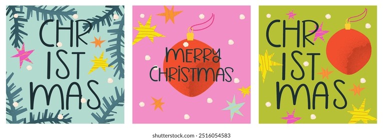 Fondo de Navidad con árbol de Navidad y textura de grano de bola. Diseño de Navidad de la cubierta de saludo del Anuncio de Festiva. Grano de Plantilla brillante. Ilustración vectorial