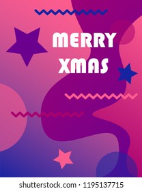 Xmas background with gradients,shapes and geometric elements in memphis style.Abstract posters perfect for prints,flyers,banners,invitations,special offer and more. Blue and violet colors