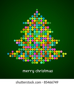 Xmas background with pixel Christmas tree