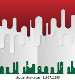 Xmas background red snow green liquid paper vector banner instillation 