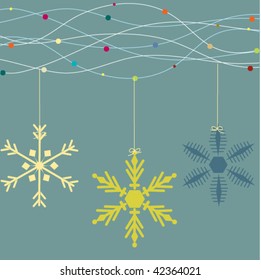 Fondo de Navidad con copos de nieve. Ilustración vectorial.