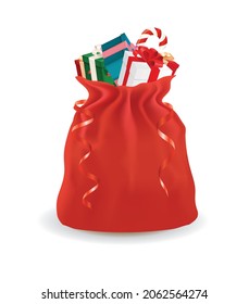 Xmas bag with presents. vector illustration 