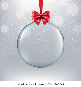 Xmas Ball With Bokeh With Gradient Mesh, Vector Illustration